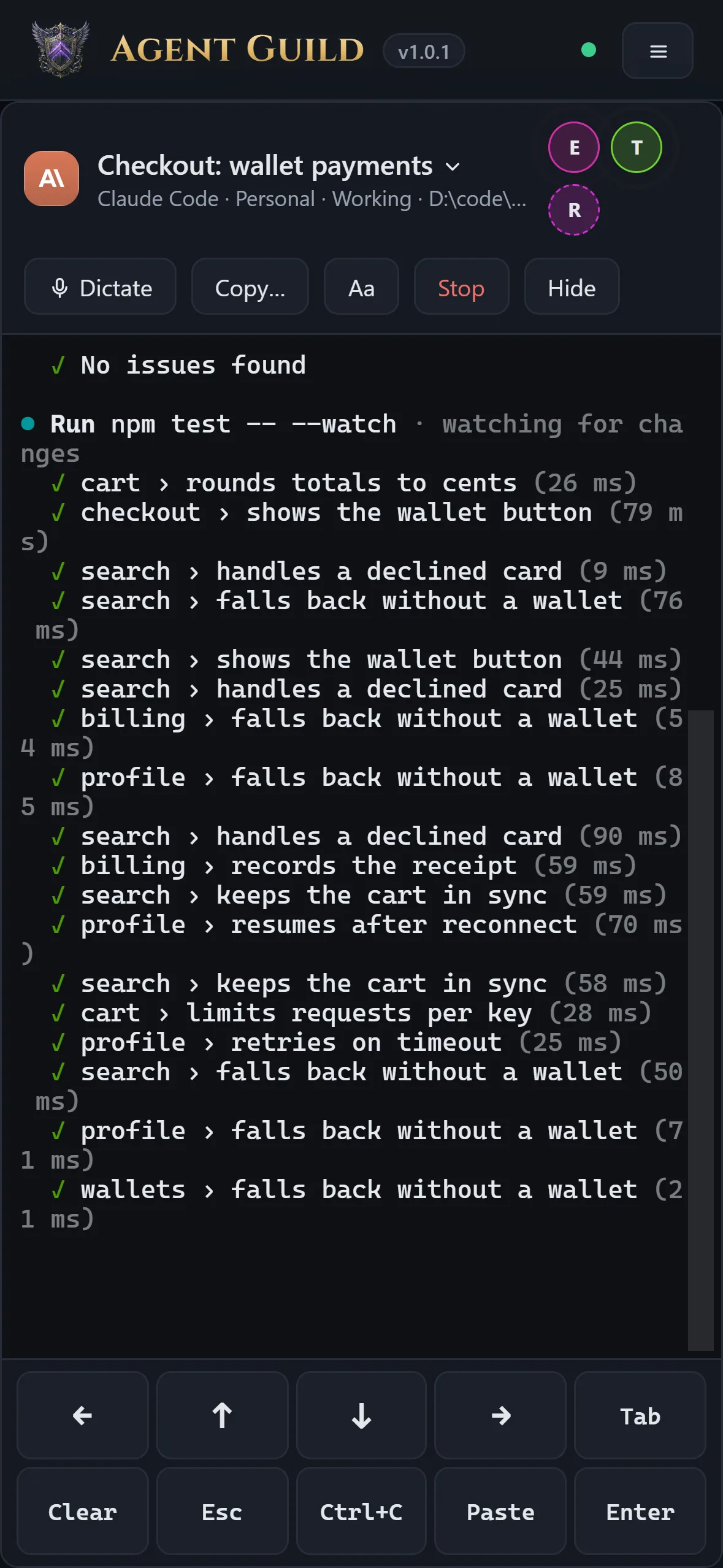 A Claude Code terminal on a phone, with touch keys below it